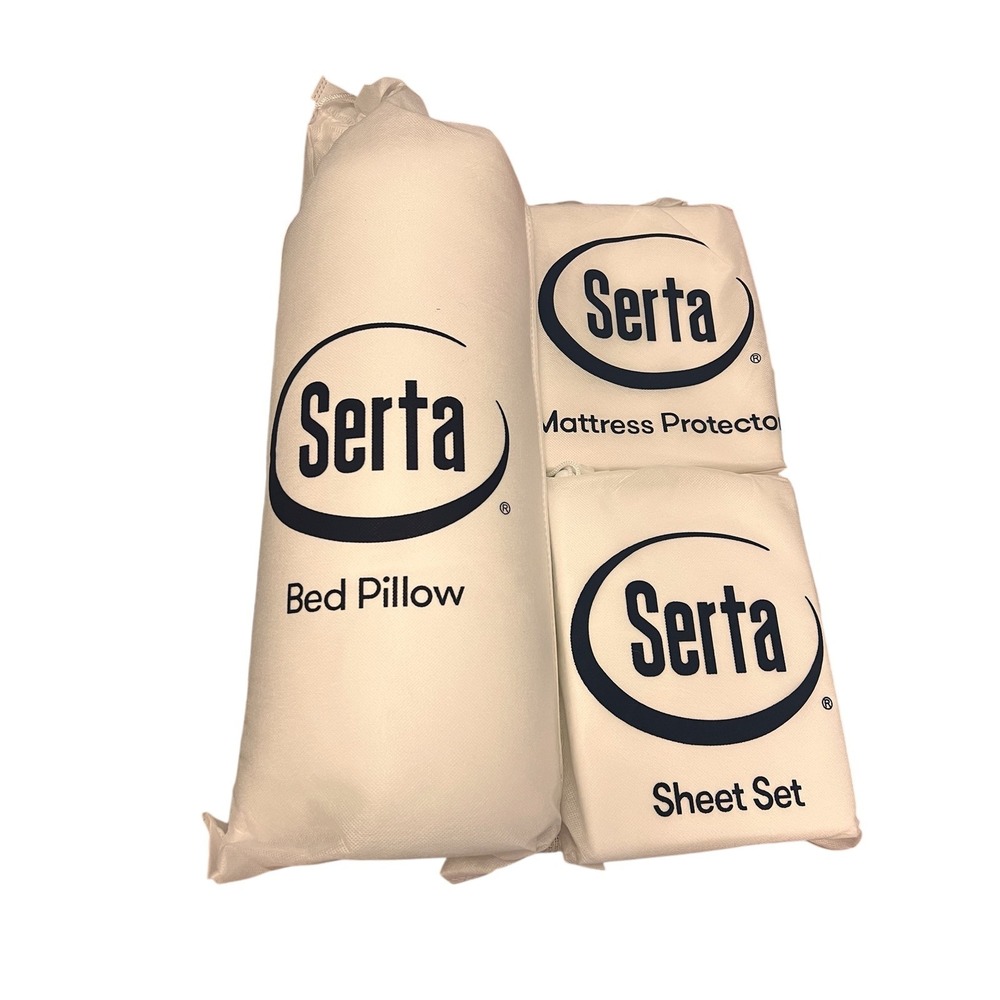 Serta Classic Bedding Bundle Twin‎ White Good Sheet Set Protector Pillow